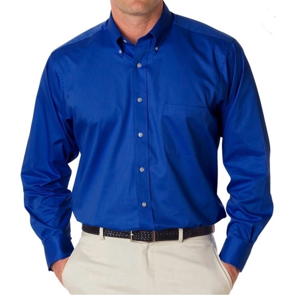 Van Heusen Lux Sateen regular fit royal blue dress shirt 15.5 (34-35 sleeve)